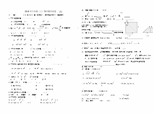 华师版八年级数学上册期中试题及答案.docx