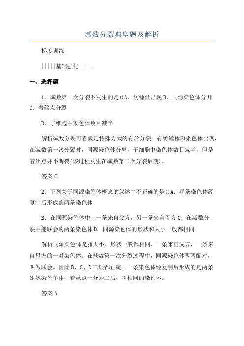 减数分裂典型题及解析