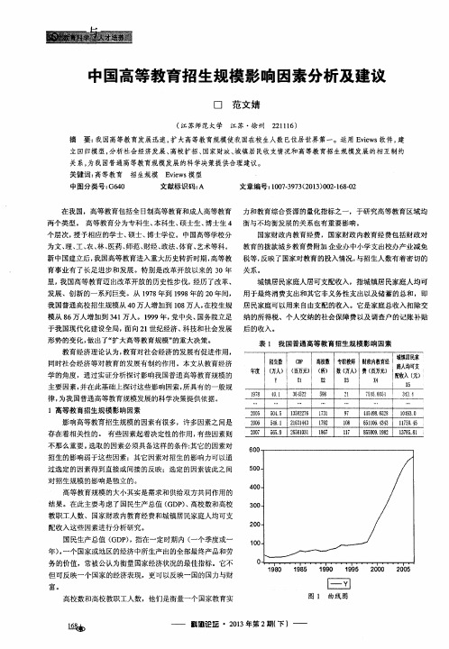 中国高等教育招生规模影响因素分析及建议