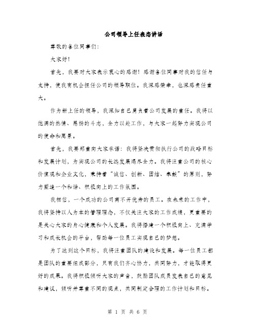 公司领导上任表态讲话（3篇）