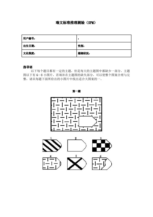 瑞文标准推理测验(SPM)