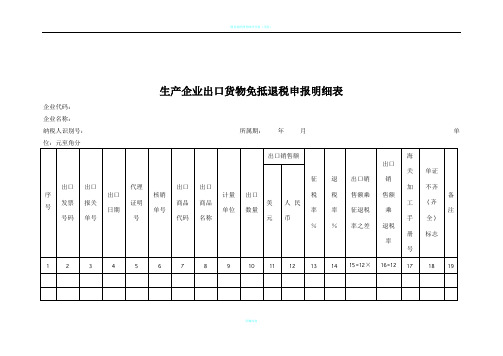 生产企业出口货物免抵退税申报明细表