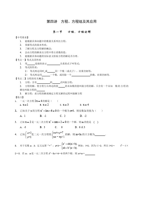 初中数学中考方程专题