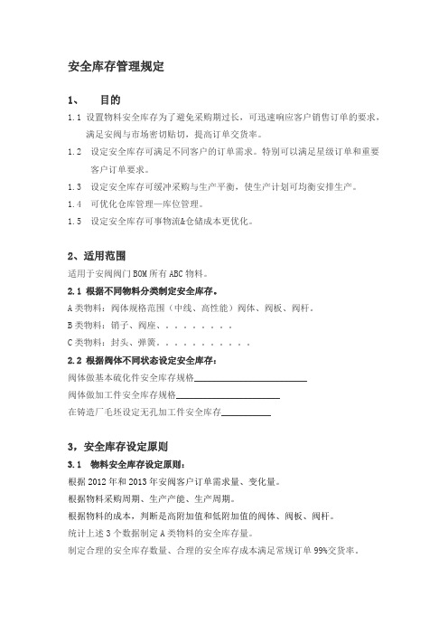安全库存管理规定