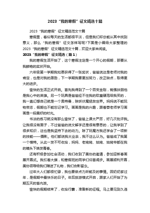 2023“我的寒假”征文精选十篇