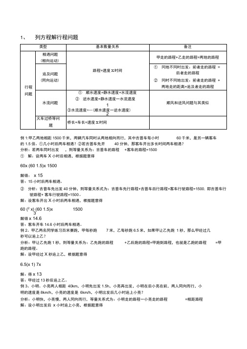 (完整word版)七年级一元一次方程解决实际问题及分析答案