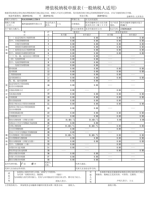 一般纳税人申报表空白