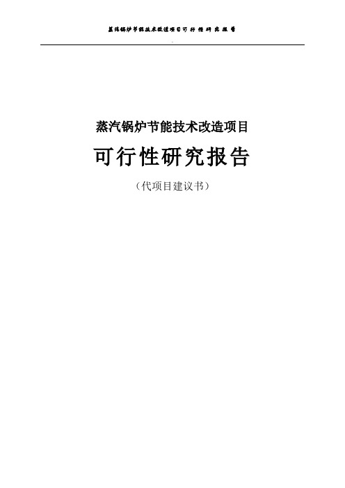 蒸汽锅炉节能技术改造项目可行性研究报告