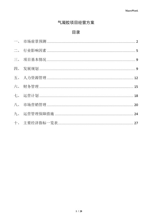 气凝胶项目经营方案(范文参考)