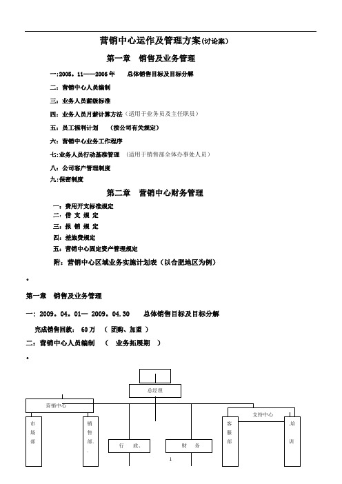 营销中心管理方案