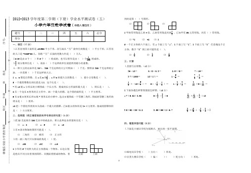 实验小学六年数学过程性评价(五)