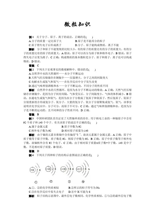 2021年中考化学专题复习热点题型解读：3微粒知识(word版,含答案与解析)