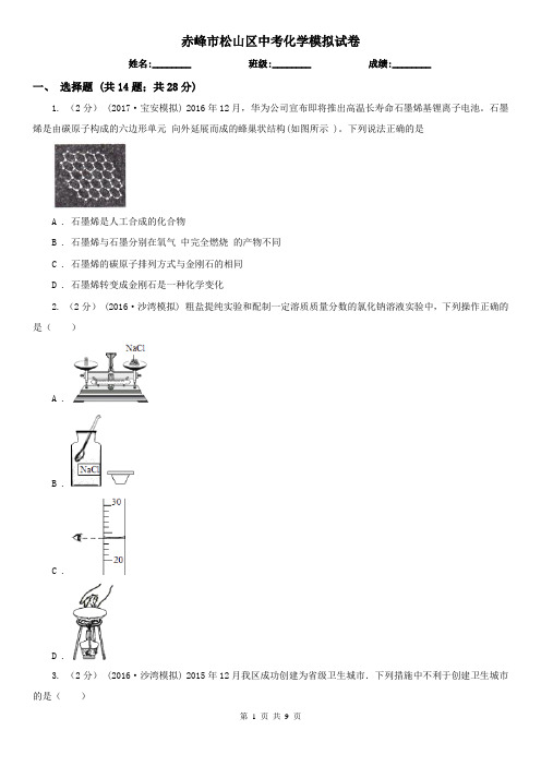 赤峰市松山区中考化学模拟试卷