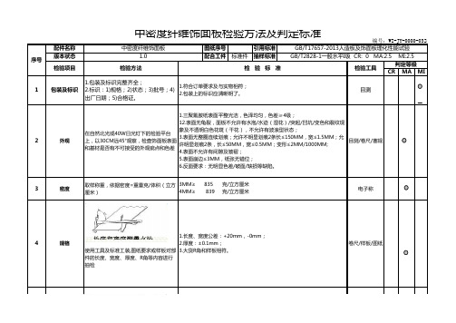 中密度纤维饰面板检验方法及判定标准