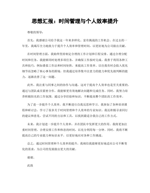 思想汇报：时间管理与个人效率提升