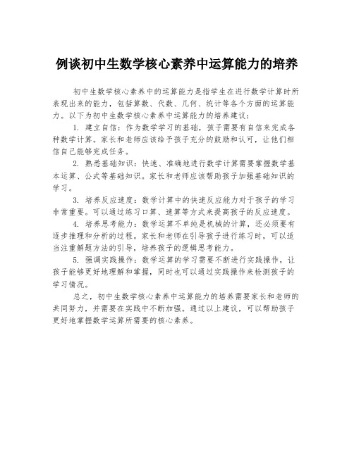 例谈初中生数学核心素养中运算能力的培养