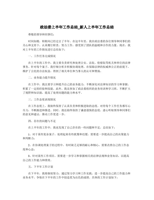 政法委上半年工作总结_新人上半年工作总结