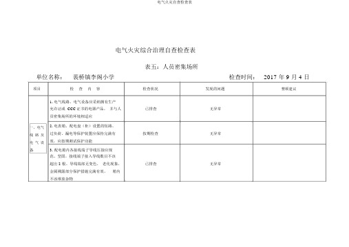 电气火灾自查检查表