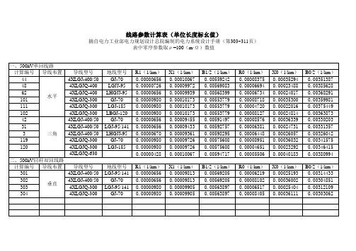 (线路极限传输容量)线路参数计算表