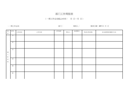 部门工作周报表(模板)