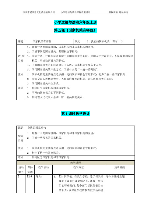 国家机构有哪些教学设计
