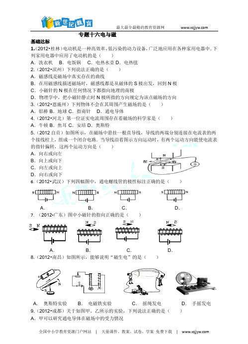 2013中考物理分类精粹专题十六：电与磁(精编精析)