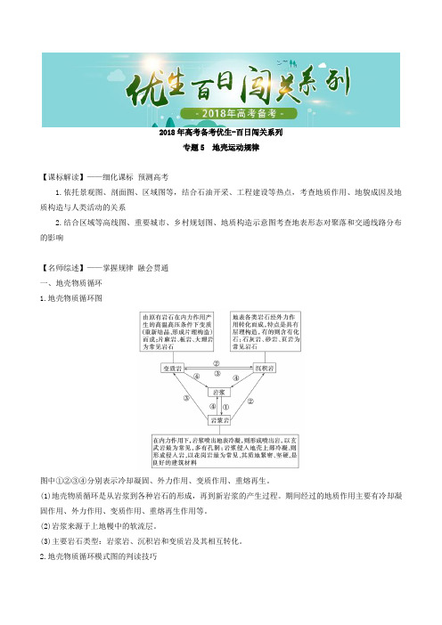 第05关 地壳运动规律-2018年高考地理备考优生百日闯关系列 含解析 精品