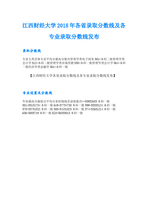 江西财经大学各省录取分数线及各专业录取分数线发布