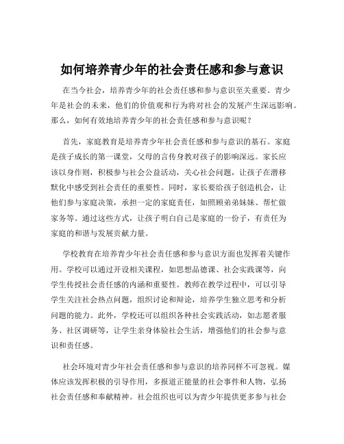 如何培养青少年的社会责任感和参与意识