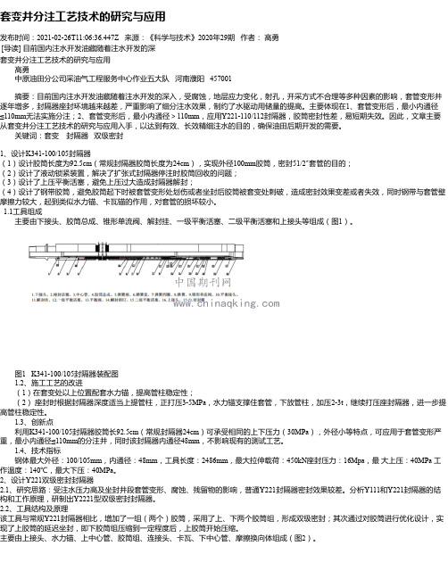 套变井分注工艺技术的研究与应用