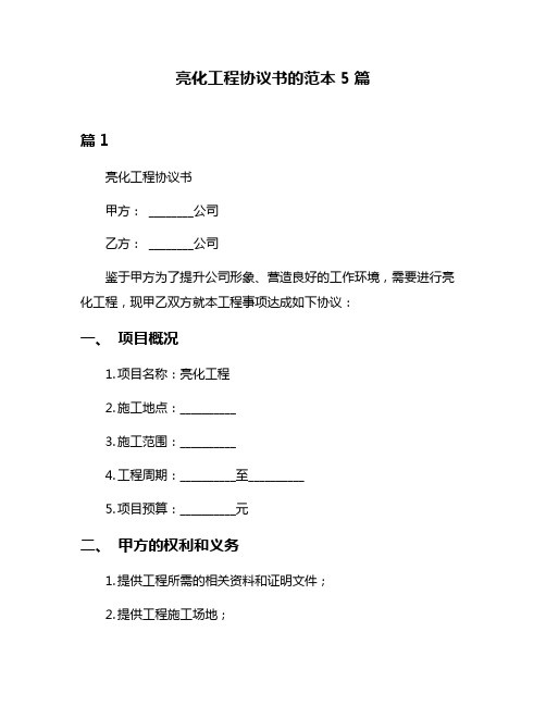 亮化工程协议书的范本5篇