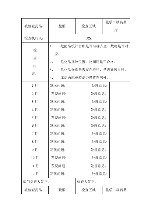 危险化学品安全检查记录