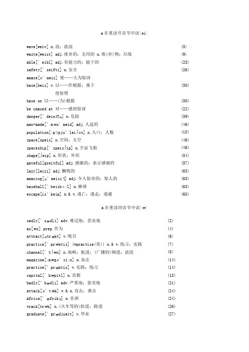 初中英语单词发音分类