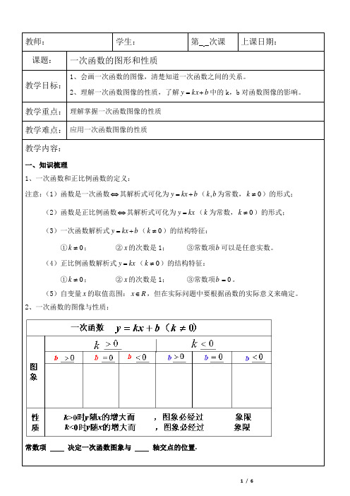 VIP单辅一对一教案 一次函数图像的性质