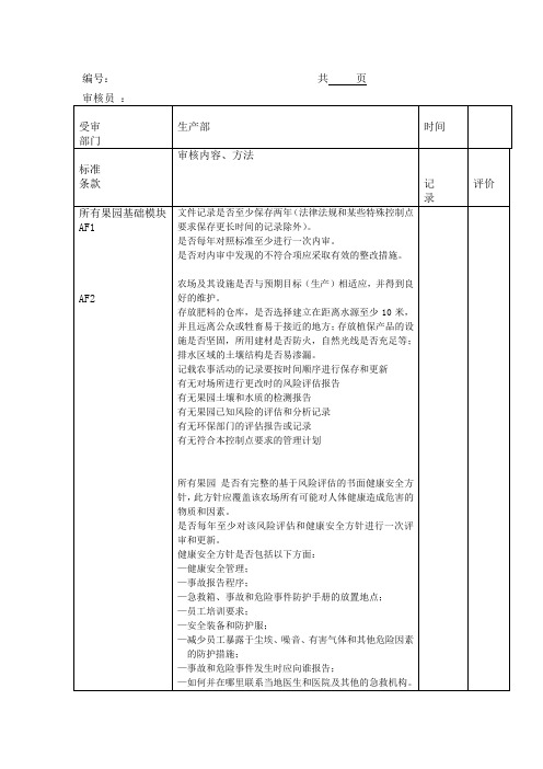 GLOBAL GAP内审检查表三