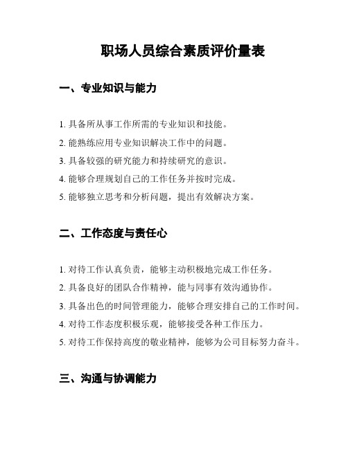 职场人员综合素质评价量表