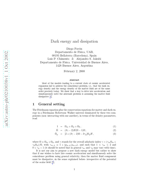 Dark energy and dissipation