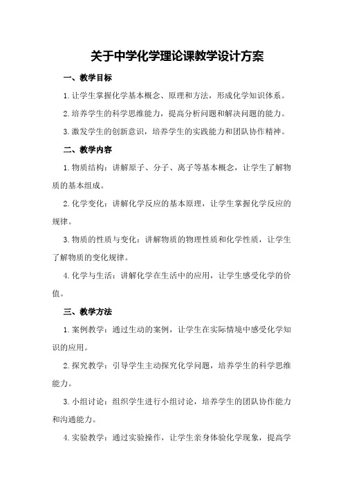 关于中学化学理论课教学设计方案