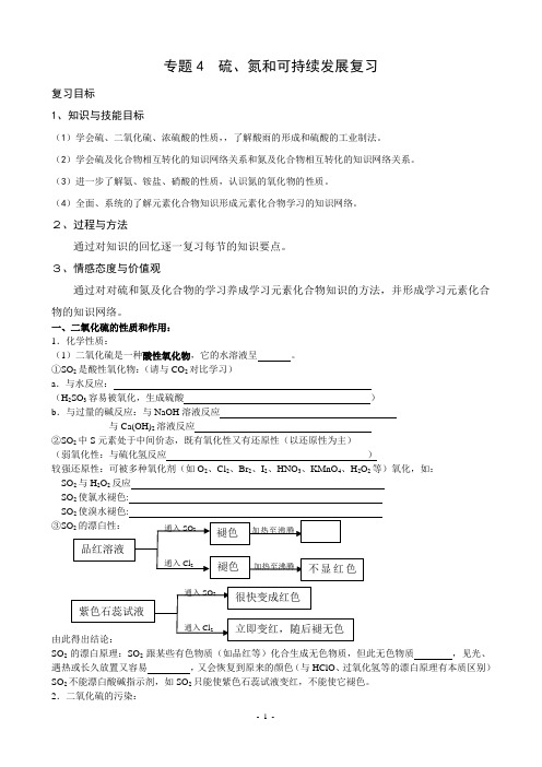 专题4   硫、氮和可持续发展总复习教案