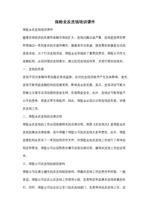 保险业反洗钱培训课件