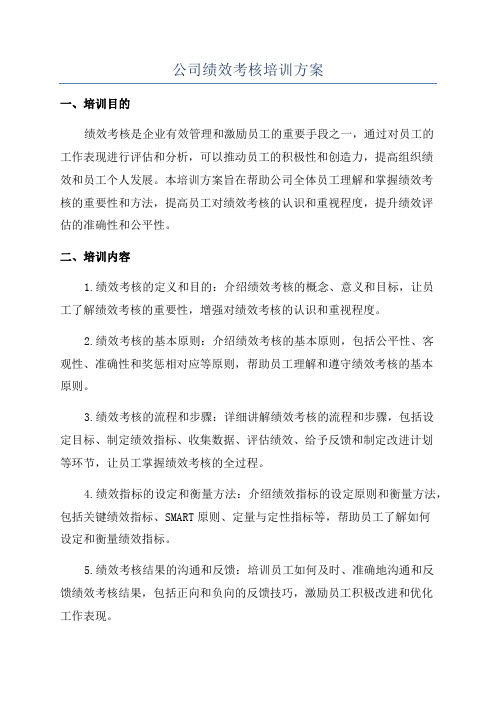 公司绩效考核培训方案