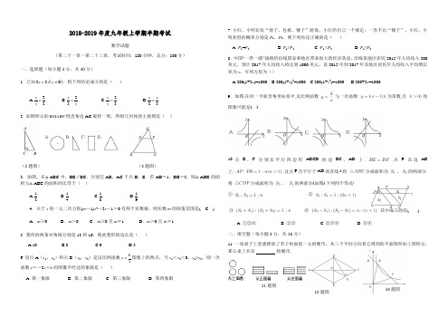 河南省 人教版 2018-2019学年度九年级数学期中测试卷