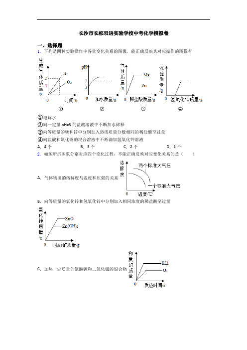 长沙市长郡双语实验学校中考化学模拟卷