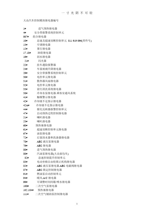 大众汽车控制模块编号.doc