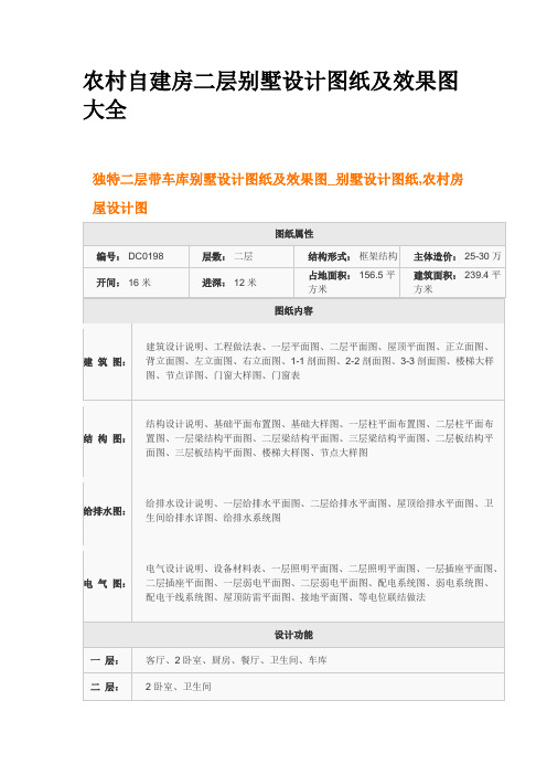 农村自建房二层别墅设计图纸及效果图大全