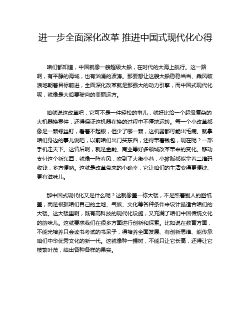 进一步全面深化改革 推进中国式现代化心得