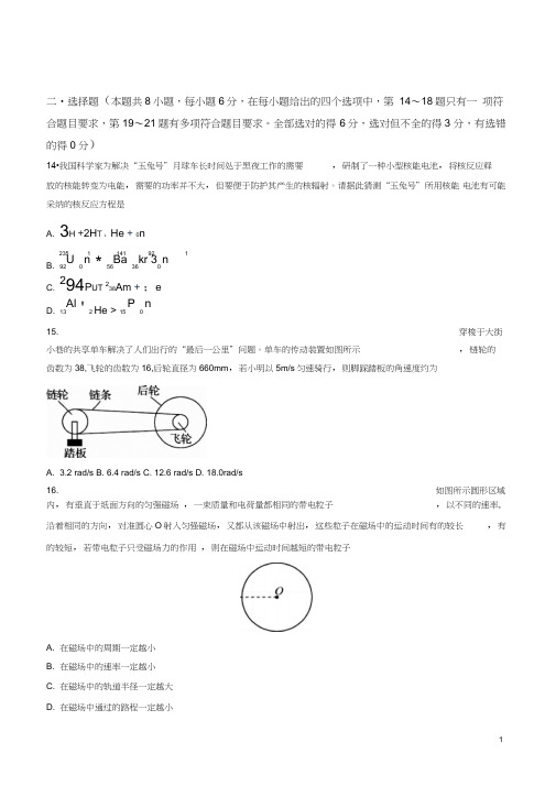 河北省衡水中学2019届高三高考押题(二)物理试题