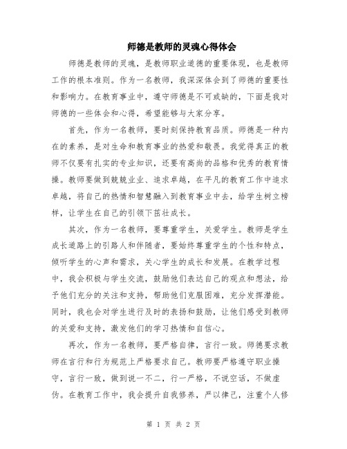 师德是教师的灵魂心得体会