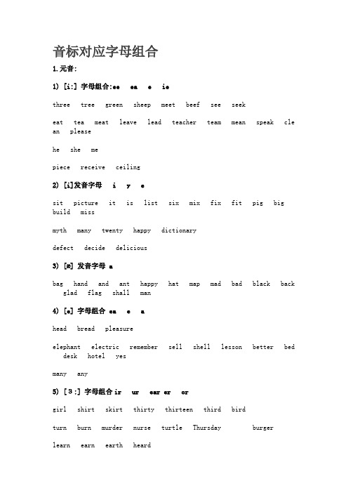 48个音标对应的字母