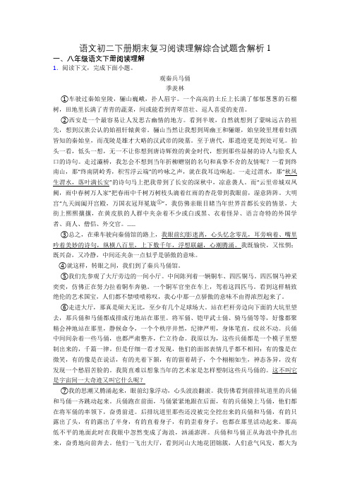 语文初二下册期末复习阅读理解综合试题含解析1